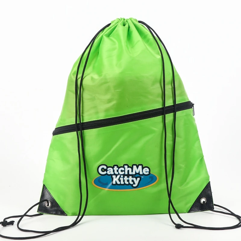 Drawstring Backpack nrog Logo